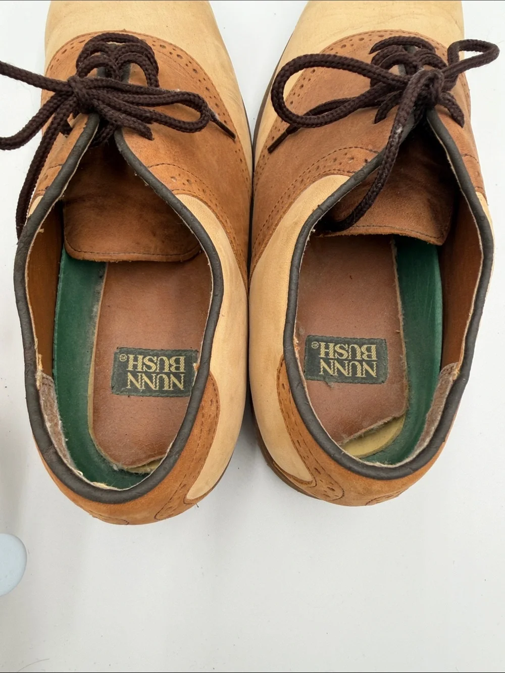 Nunn Bush Two-Tone Tan and Brown Men's Saddle Oxfords